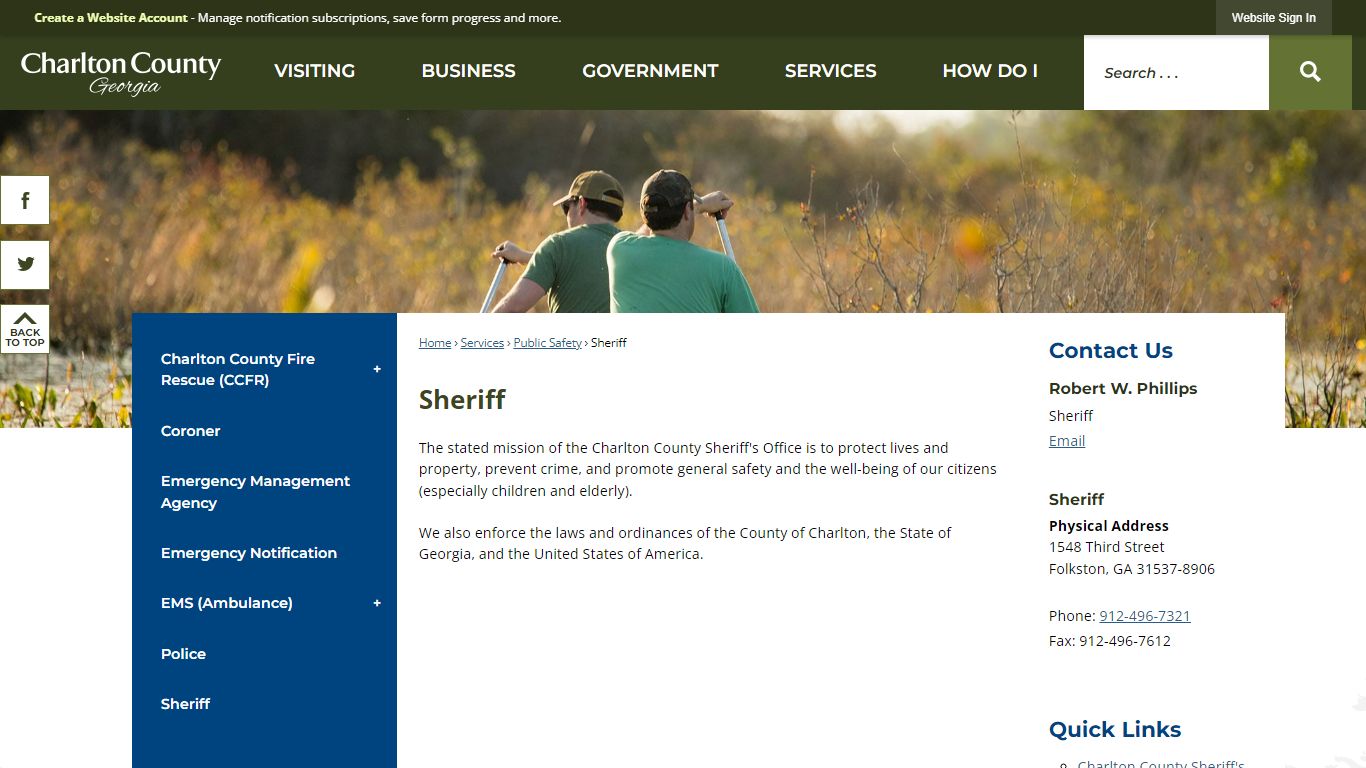 Sheriff | Charlton County, GA - Official Website